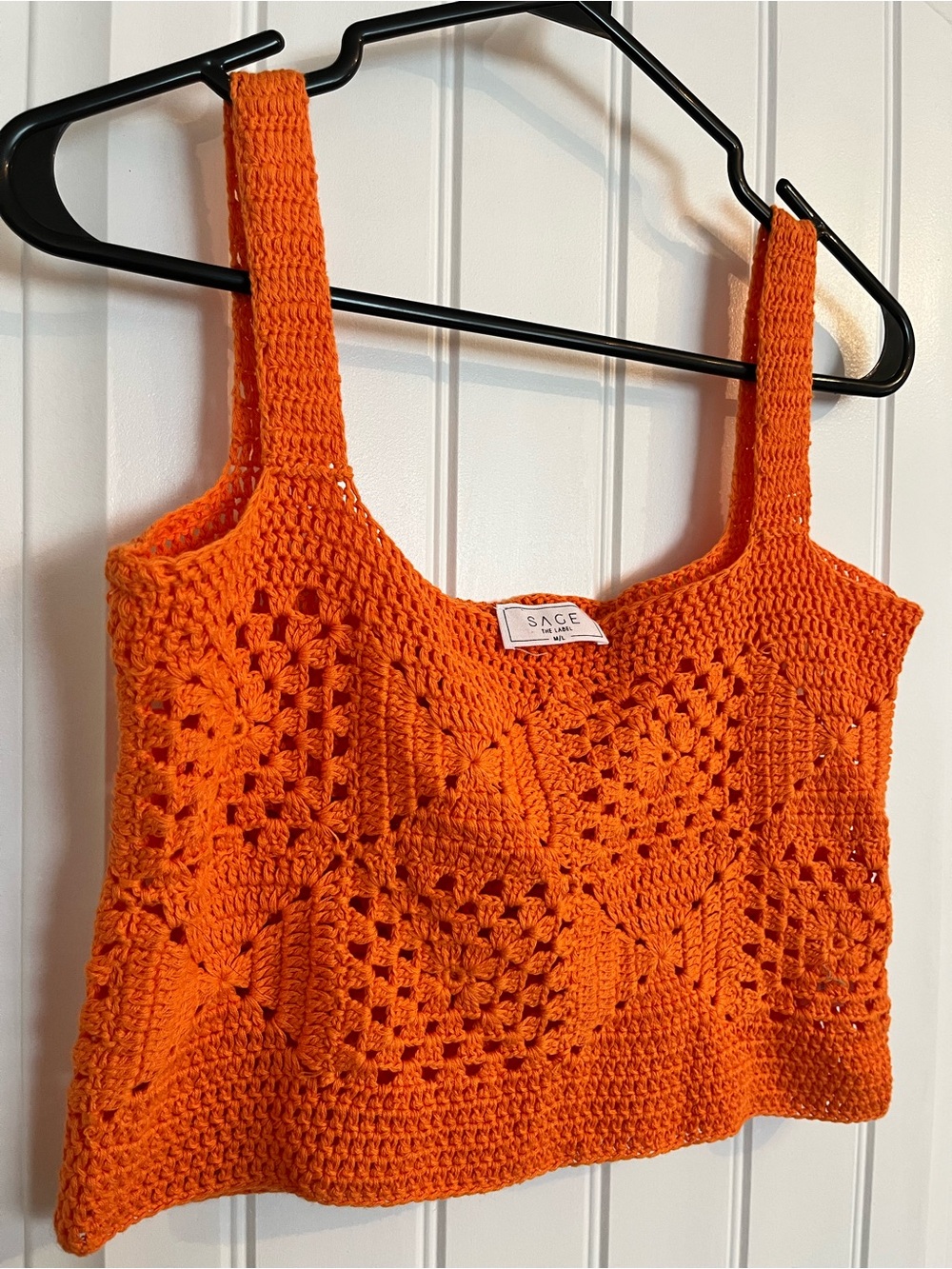 Sage the Label Orange Crochet Crop Top - Medium
